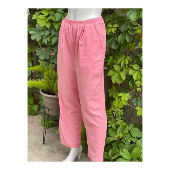 80s High Waist Pink Seersucker Trousers Straight Pleat Front - Picture 7 of 9